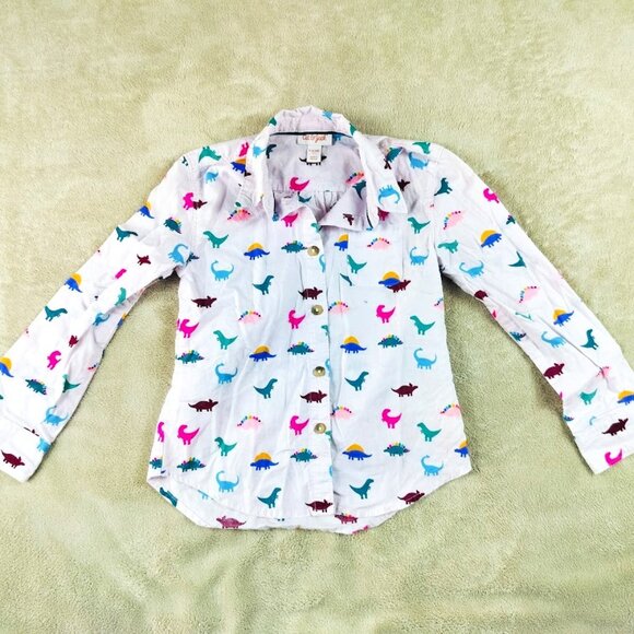 Dino Chic: Cat & Jack Girls' Button-Up Shirt (Size Small 6/6x) - Picture 1 of 6